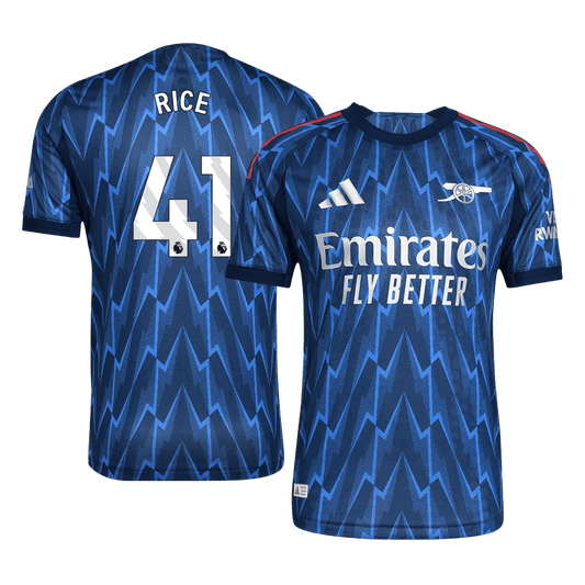 Jogador RICE #41 Arsenal Fora Futebol Camisas 2025/26 Azul camisola de futebol