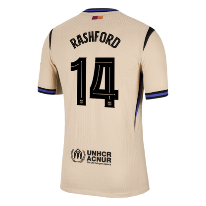 Jogador  RASHFORD #14 Barcelona Fora UCL Futebol Camisas 2025/26 Amarelo
