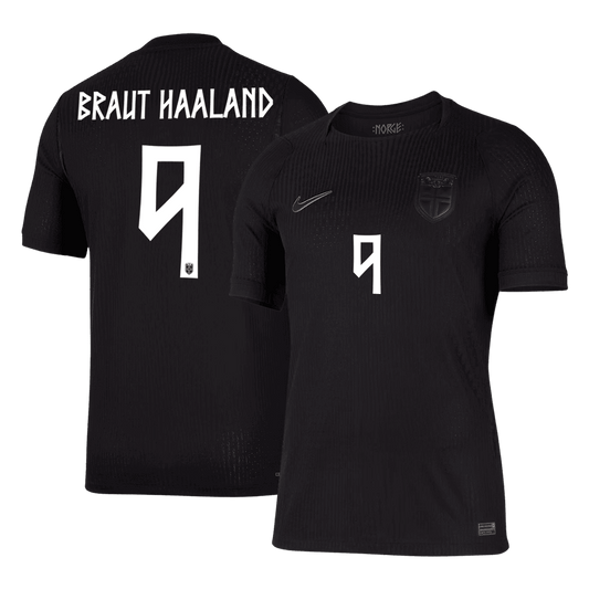 Versão do Jogador BRAUT HAALAND #9 Noruega Fora Copa do Mundo Futebol Camisas 2026 Preto