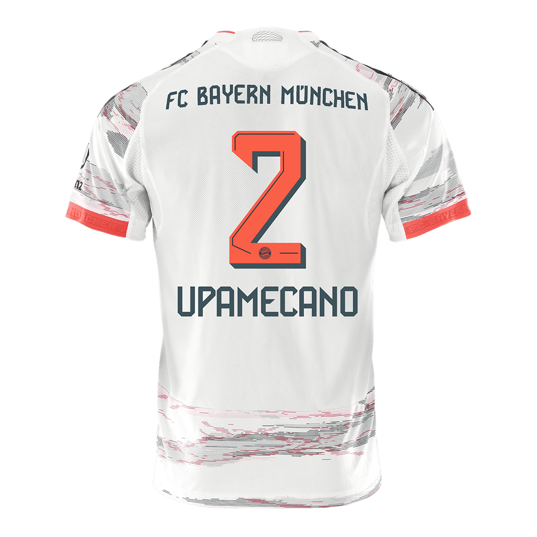 Jogador UPAMECANO #2 Bayern Munich Fora Futebol Camisas 2025/26 Branco