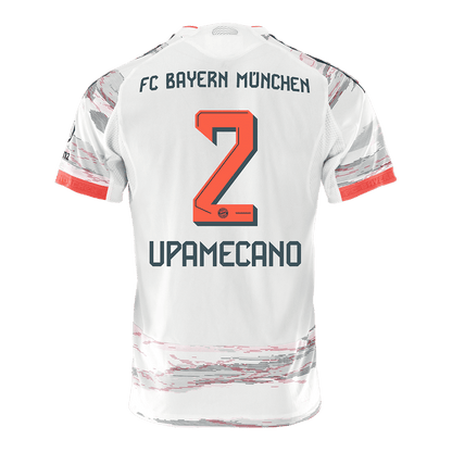 Jogador UPAMECANO #2 Bayern Munich Fora Futebol Camisas 2025/26 Branco