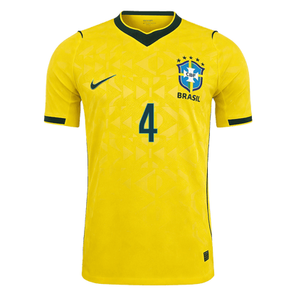 Versão do Jogador MARQUINHOS #4 Brasil Casa Copa do Mundo Futebol Camisas 2026 Amarelo