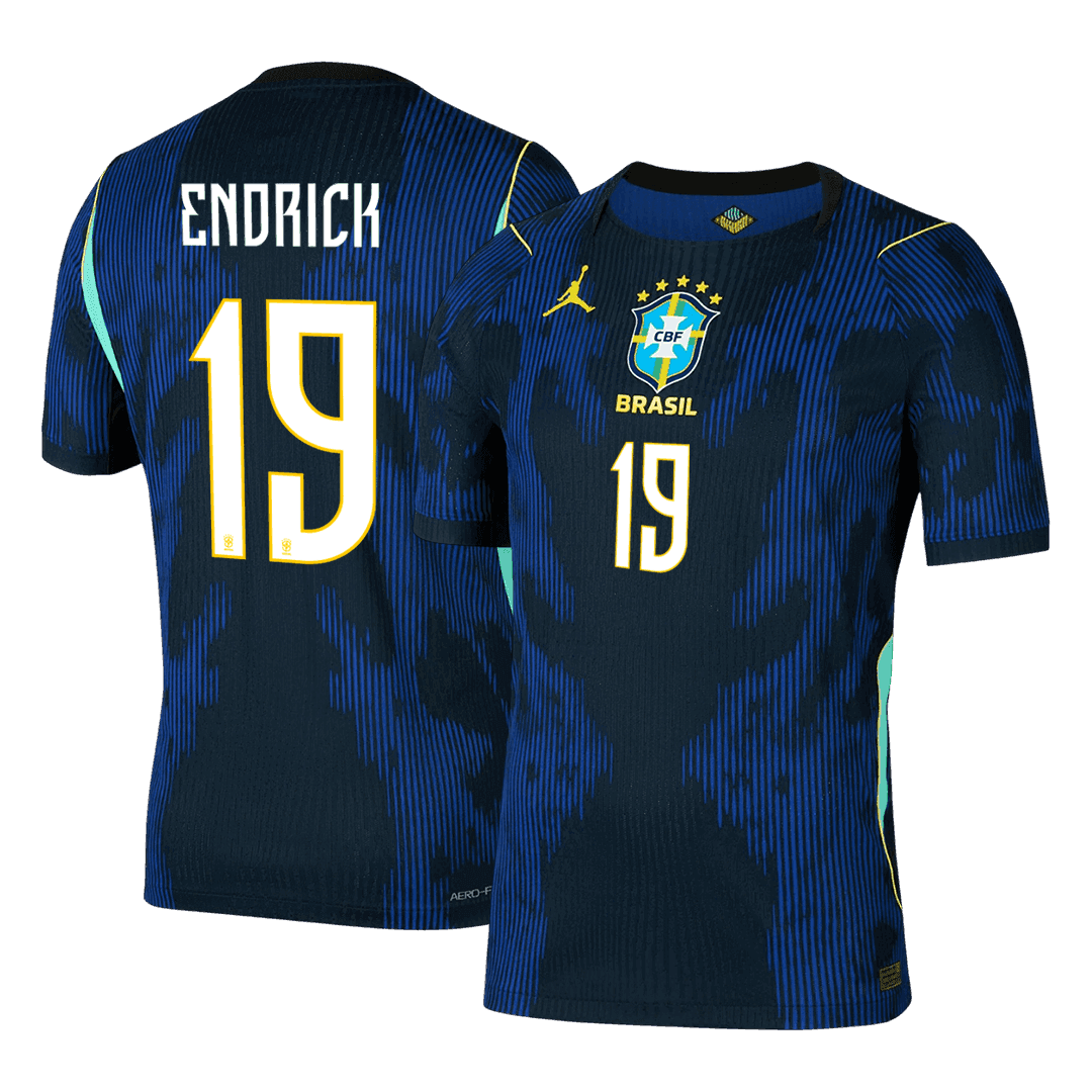 Versão do Jogador ENDRICK #19 Brasil Fora Copa do Mundo Futebol Camisas 2026 Marinha