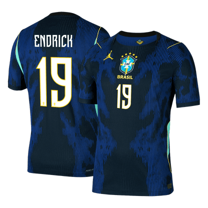 Versão do Jogador ENDRICK #19 Brasil Fora Copa do Mundo Futebol Camisas 2026 Marinha
