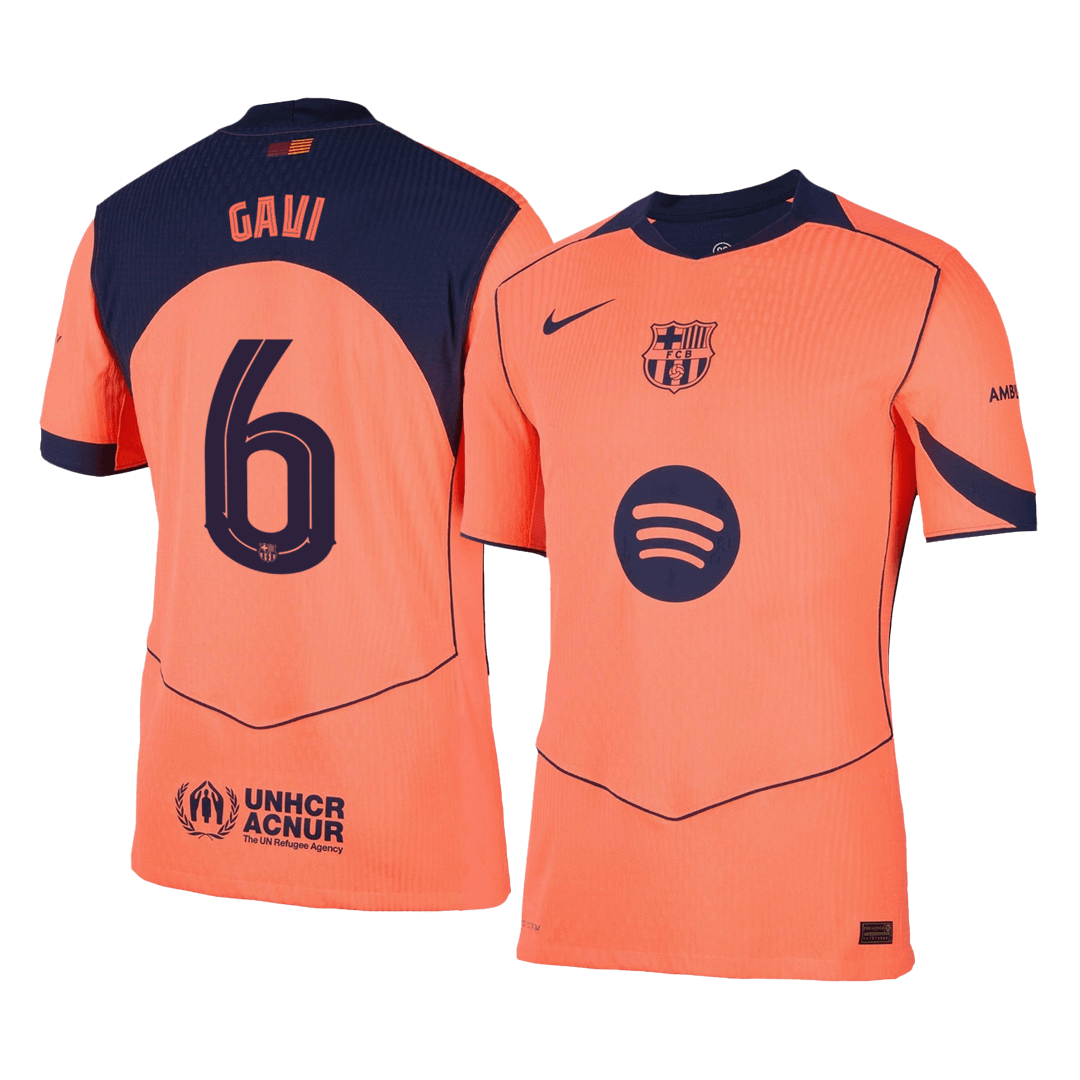 Jogadoras GAVI #6 Barcelona Fora Terceira UCL Futebol Camisas 2025/26 camisola de futebol