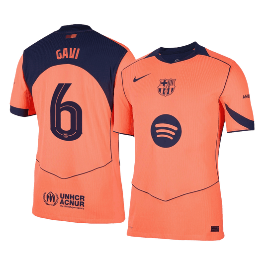 Jogadoras GAVI #6 Barcelona Fora Terceira UCL Futebol Camisas 2025/26 camisola de futebol