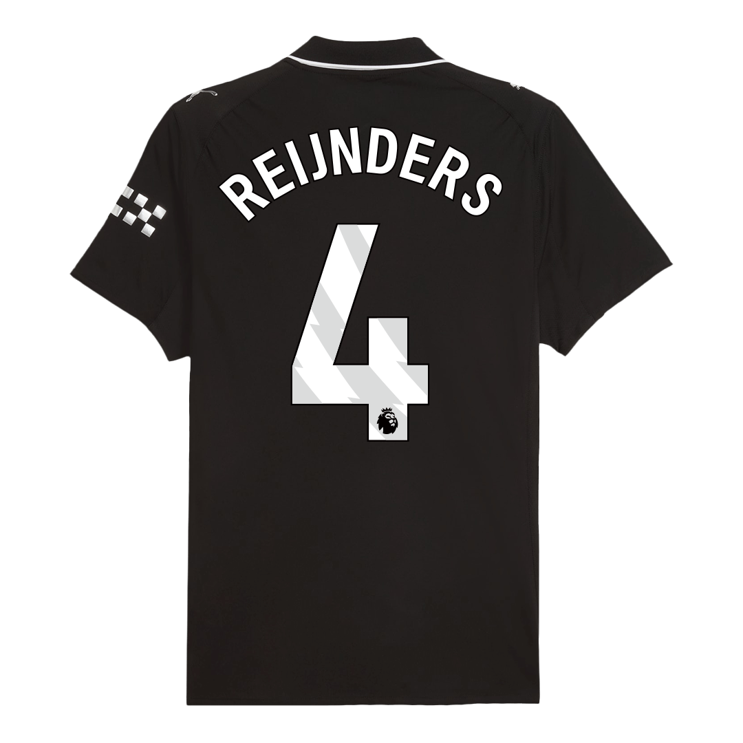 Jogador REIJNDERS #4 Manchester City Fora Futebol Camisas 2025/26 Preto