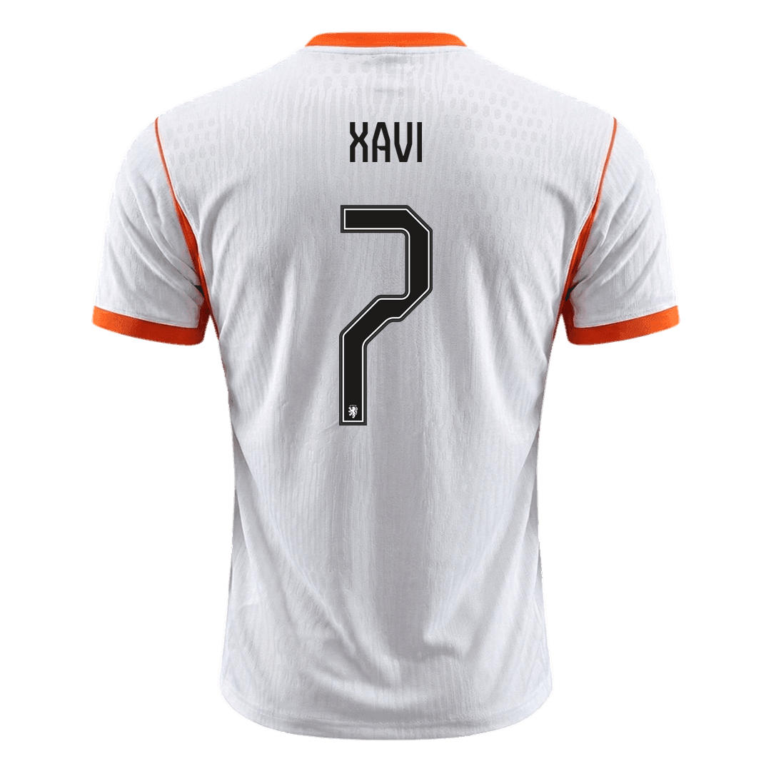 Versão do Jogador XAVI #7 Países Baixos Fora Copa do Mundo Futebol Camisas 2026 Branco