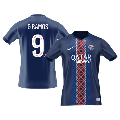 【Super Qualidade】G.RAMOS #9 PSG
 Casa Futebol Camisa 2025/26 Marinha camisola de futebol