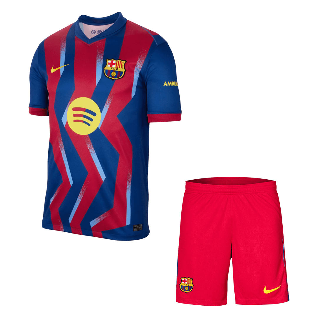 Barcelona Quarta Camisa Conjunto(Camisa+Calções) 2025/26 Vermelho&Azul