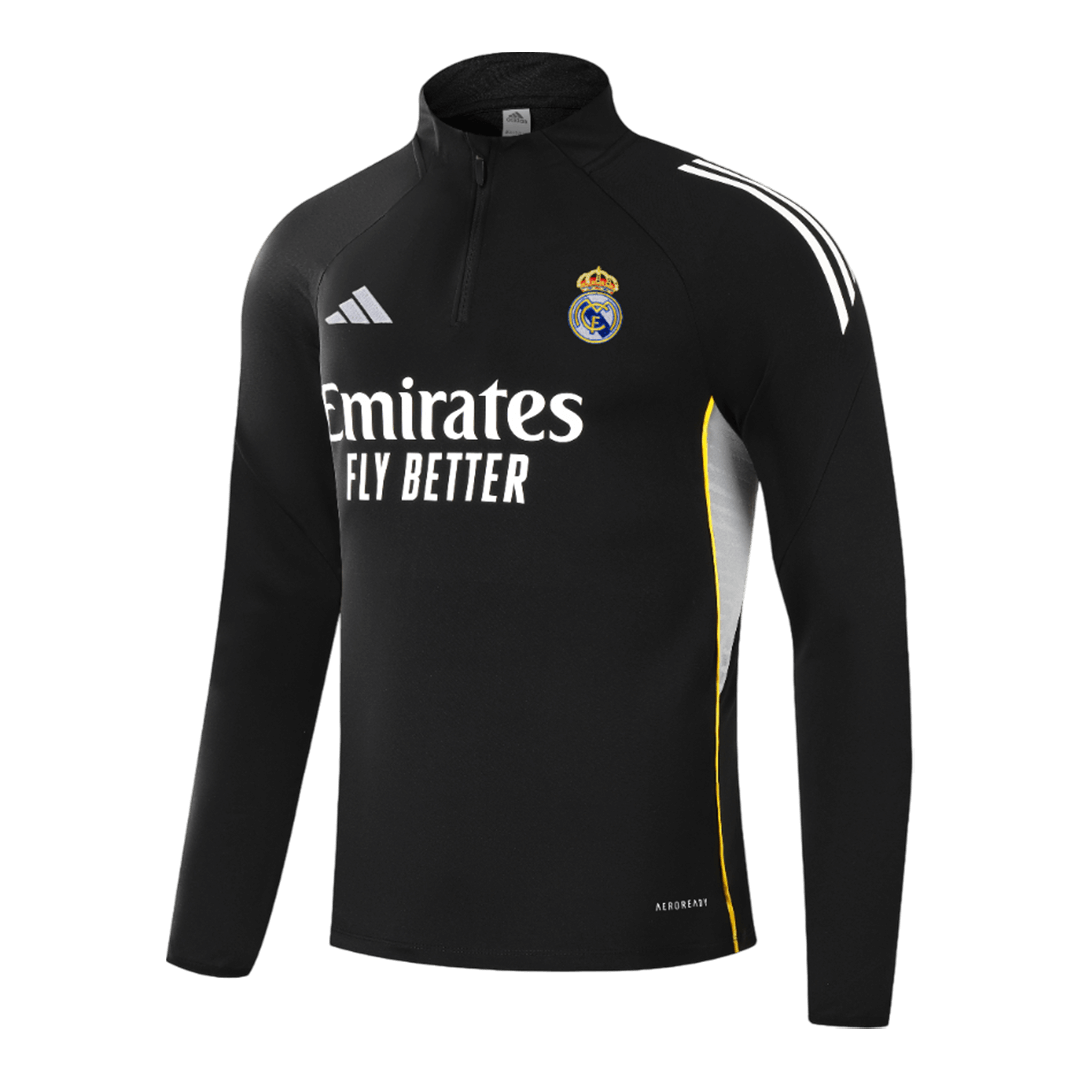 Real Madrid Infantil Zíper Moletom Conjunto (Top+Pants) 2025/26 Preto