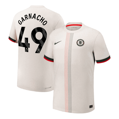 Jogador GARNACHO #49 Chelsea Fora Futebol Camisas 2025/26 Branco camisola de futebol