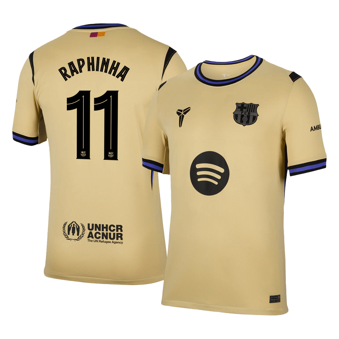 RAPHINHA #11 Barcelona Fora Camisa 2025/26- Amarelo - UCL camisola de futebol