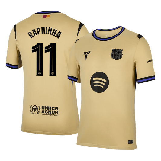 RAPHINHA #11 Barcelona Fora Camisa 2025/26- Amarelo - UCL camisola de futebol