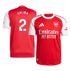 Jogador SALIBA #2 Arsenal Casa Futebol Camisas 2025/26 Vermelho
