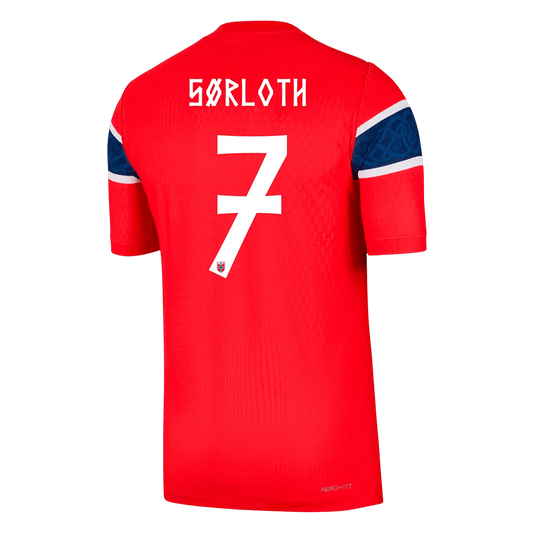 Versão do Jogador SØRLOTH #7 Noruega Casa Copa do Mundo Futebol Camisas 2026 Vermelho