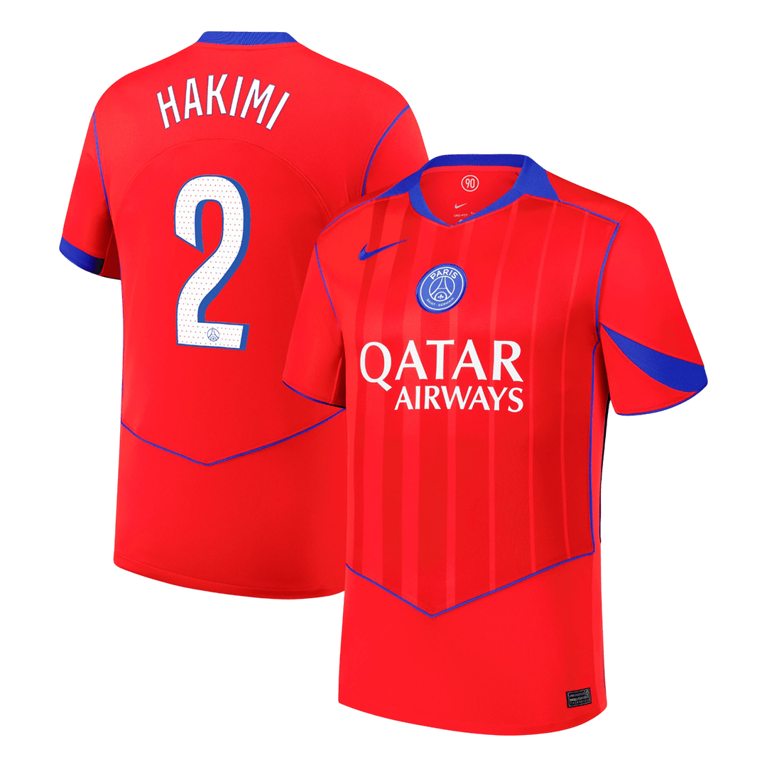 HAKIMI #2 PSG Terceira Camisa 2025/26 Vermelho camisola de futebol