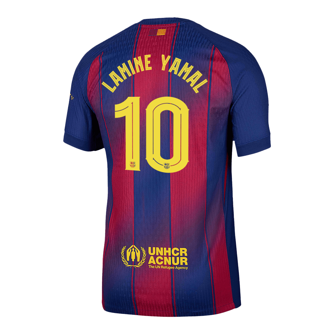Jogador LAMINE YAMAL #10 Barcelona Casa UCL Futebol Camisas 2025/26
