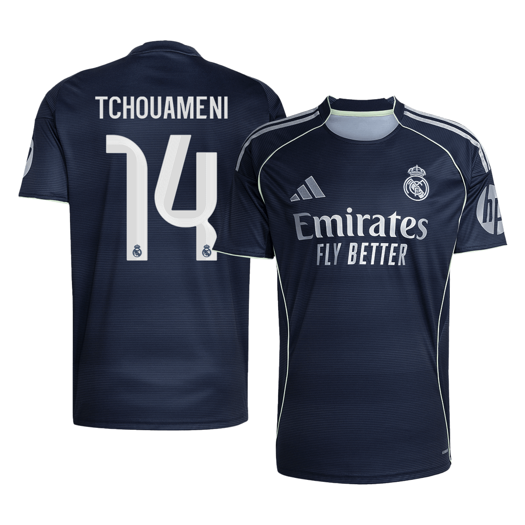 TCHOUAMENI #14 Real Madrid Fora Camisa 2025/26 Marinha camisola de futebol