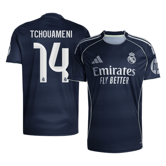 TCHOUAMENI #14 Real Madrid Fora Camisa 2025/26 Marinha camisola de futebol