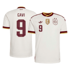 Versão do Jogador GAVI #9 Spain Fora Copa do Mundo Futebol Camisas 2026 Branco