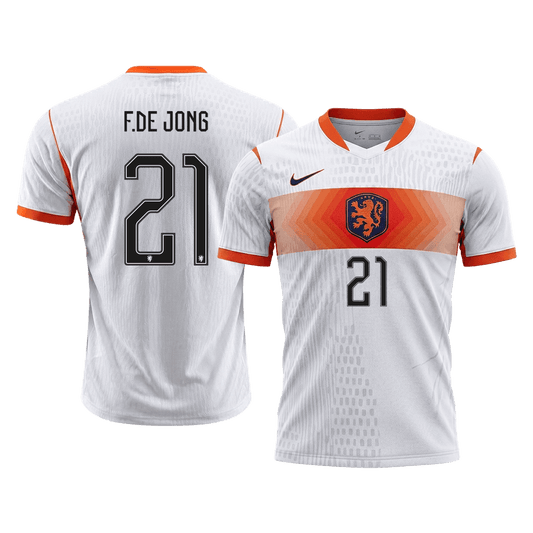 Versão do Jogador F.DE JONG #21 Países Baixos Fora Copa do Mundo Futebol Camisas 2026 Branco