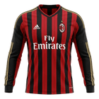 Retrô AC Milan Casa Manga Longa Camisa 2013/14