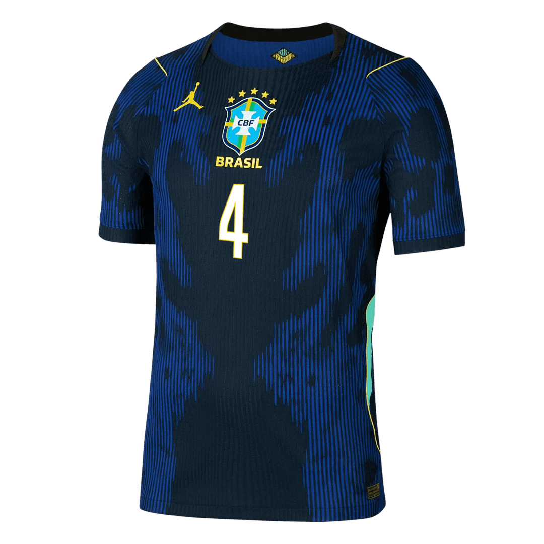 Versão do Jogador MARQUINHOS #4 Brasil Fora Copa do Mundo Futebol Camisas 2026 Marinha
