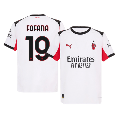 Jogador FOFANA #19 AC Milan Fora Futebol Camisas 2025/26 Branco camisola de futebol