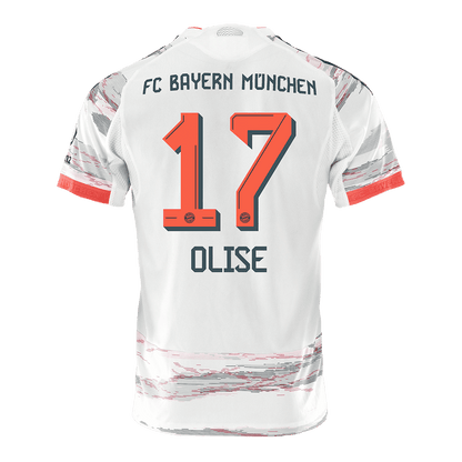 Jogador OLISE #17 Bayern Munich Fora Futebol Camisas 2025/26 Branco