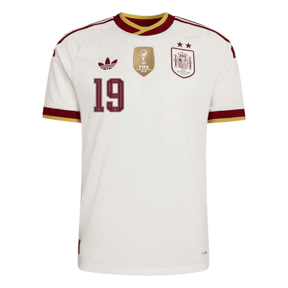 Versão do Jogador LAMINE YAMAL #19 Spain Fora Copa do Mundo Futebol Camisas 2026 Branco