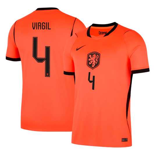 VIRGIL #4 Países Baixos Casa Copa do Mundo Camisa 2026 Laranja