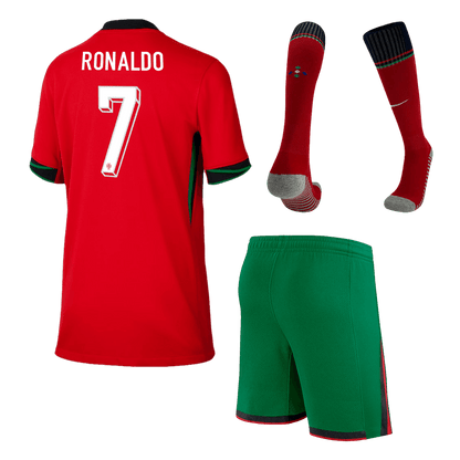 Infantil Portugal RONALDO #7 Camisola Casa Personalizada Kits de Futebol Completos 2024