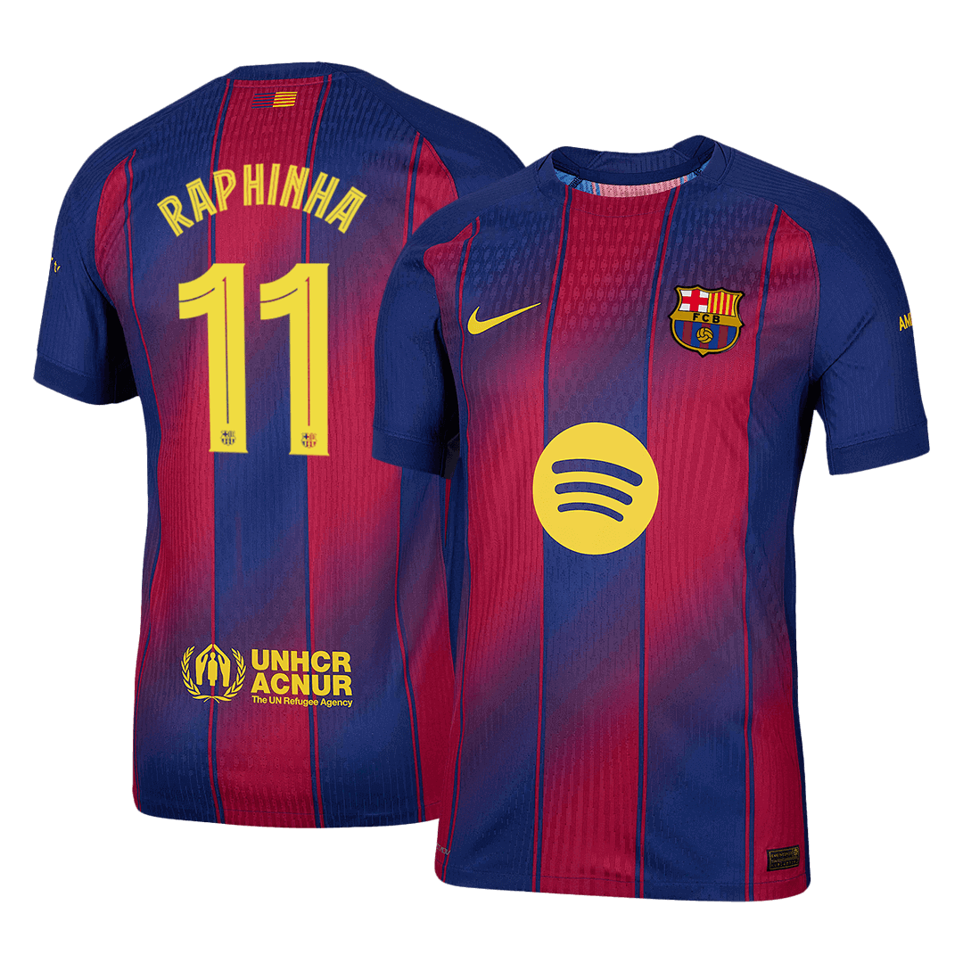 Jogador RAPHINHA #11 Barcelona Casa UCL Futebol Camisas 2025/26 camisola de futebol