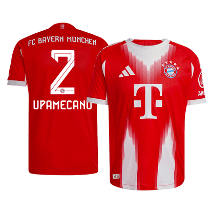 Jogador UPAMECANO #2 Bayern Munich Casa Futebol Camisas 2025/26 Vermelho camisola de futebol