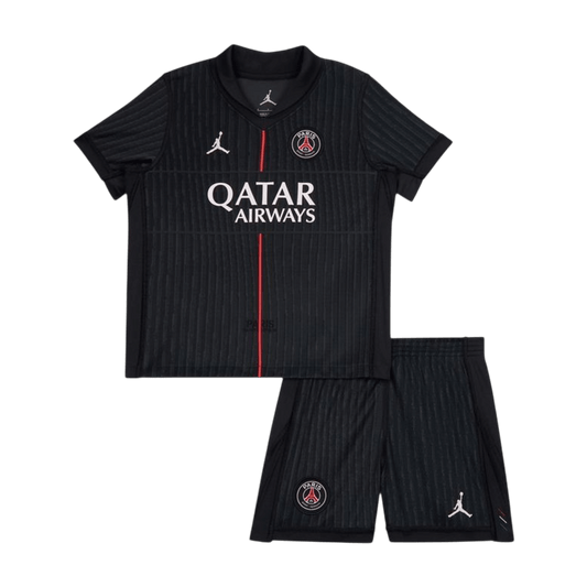 PSG Infantil 
 Quarta Futebol Camisa Conjunto (Camisa+Shorts) 2025/26 Preto camisola de futebol