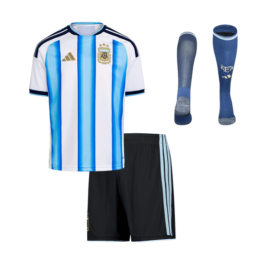 Argentina Infantil Casa Copa do Mundo Futebol Camisa Conjunto (Camisa+Shorts+Meias) 2025/26 - camisola de futebol