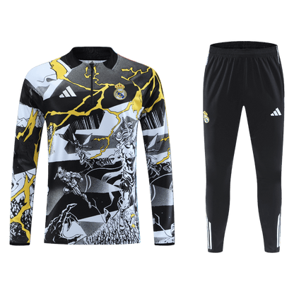 Real Madrid Zíper Moletom Conjunto (Top+Calças) 2025/26 Preto camisola de futebol