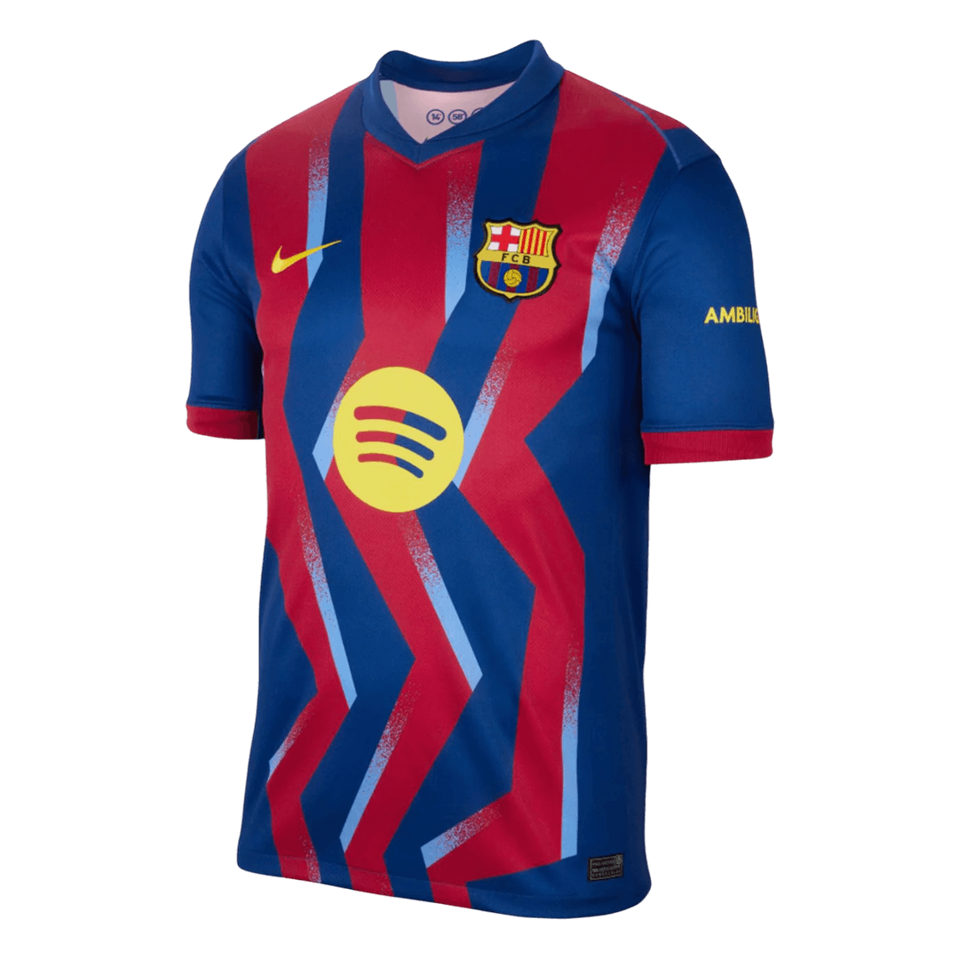 PEDRI #8 Barcelona Quarta Camisa 2025/26 Vermelho&Azul