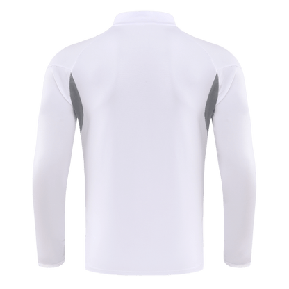 Real Madrid Zíper Moletom Conjunto (Top+Calças) 2025/26 Branco