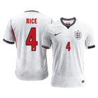 Versão do Jogador RICE #4 Inglaterra Casa Copa do Mundo Futebol Camisas 2026 Branco