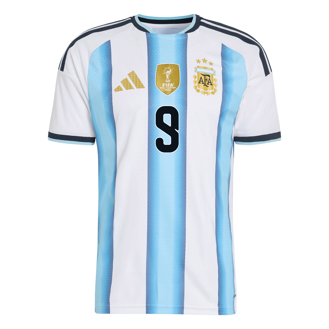 Versão do Jogador J.ÁLVAREZ #9 Argentina Casa Copa do Mundo Futebol Camisas 2026 - camisola de futebol para