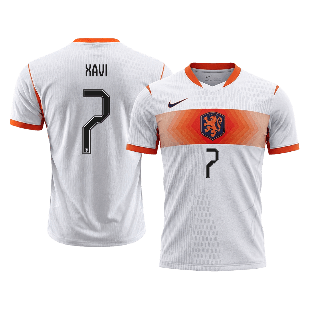Versão do Jogador XAVI #7 Países Baixos Fora Copa do Mundo Futebol Camisas 2026 Branco