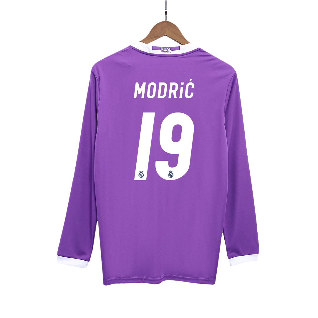 MODRIĆ #19 Real Madrid Retro Jersey Away Camisola de Futebol de Manga Longa 2016/17 2025/26