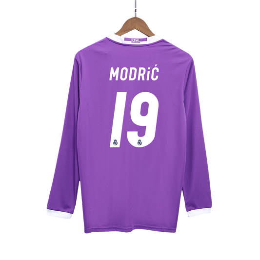 MODRIĆ #19 Real Madrid Retro Jersey Away Camisola de Futebol de Manga Longa 2016/17 2025/26