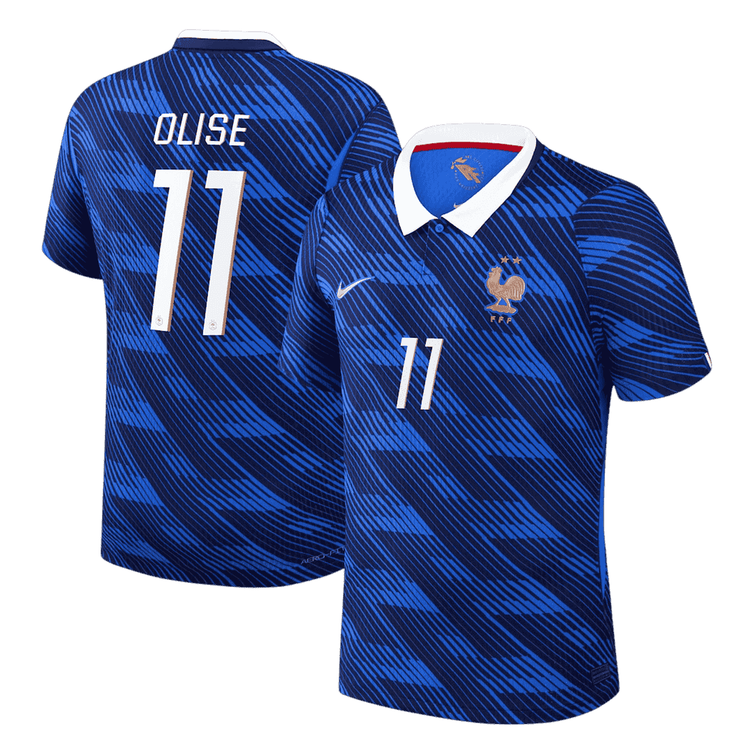 Versão do Jogador OLISE #11 França Casa Copa do Mundo Futebol Camisas 2026 Azul