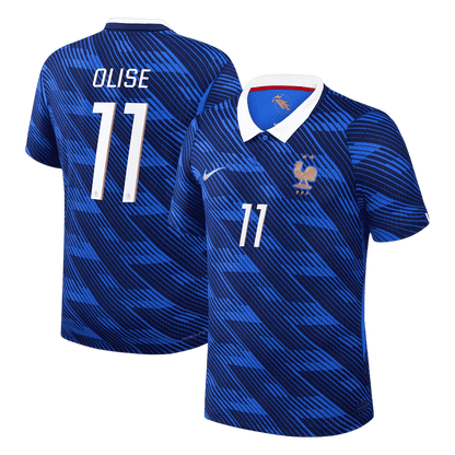 Versão do Jogador OLISE #11 França Casa Copa do Mundo Futebol Camisas 2026 Azul