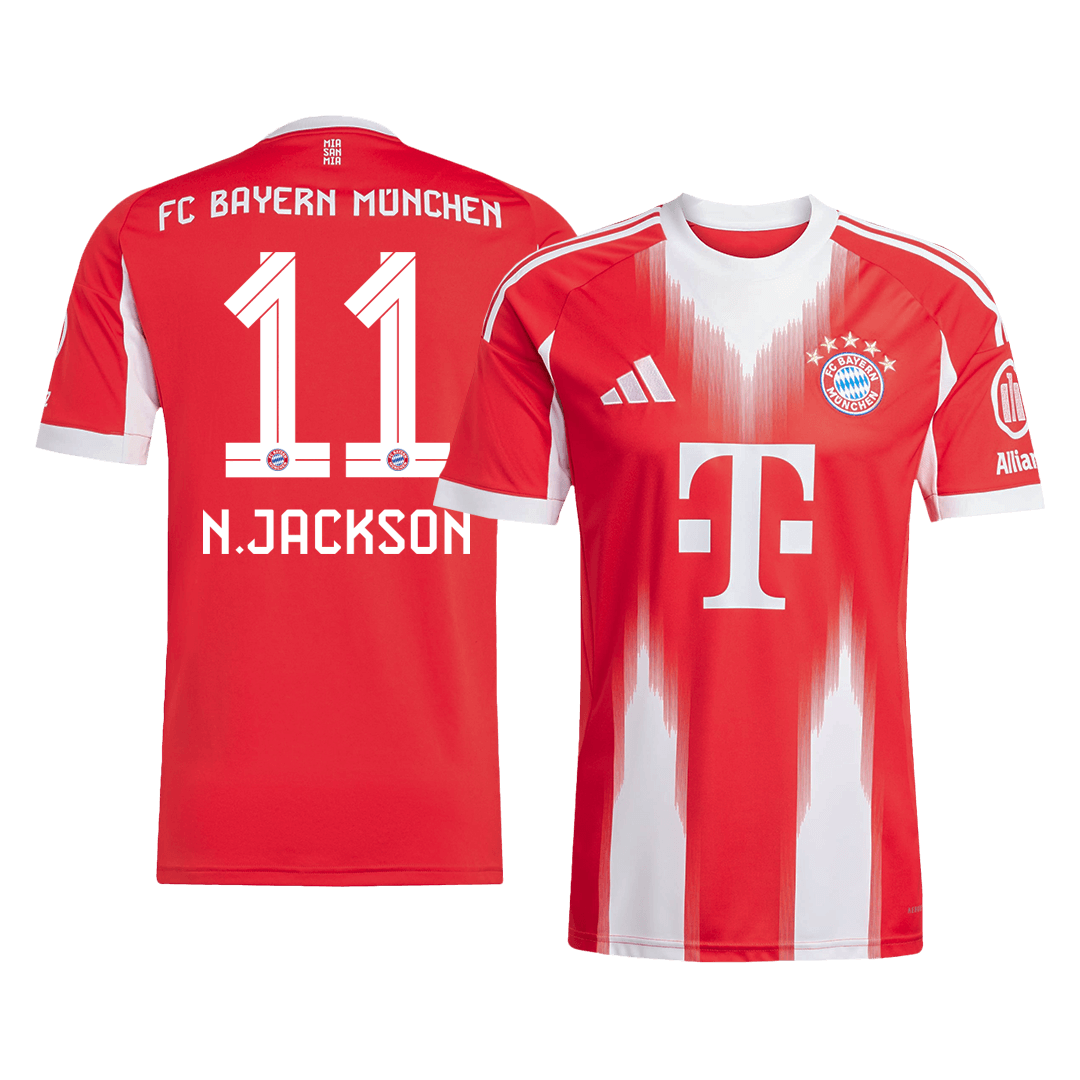 N.JACKSON #11 Bayern Munich Casa Camisa 2025/26 Vermelho camisola de futebol