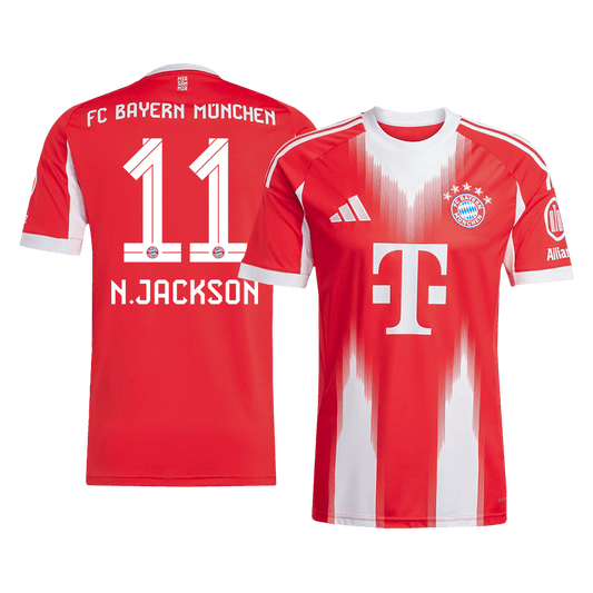 N.JACKSON #11 Bayern Munich Casa Camisa 2025/26 Vermelho camisola de futebol