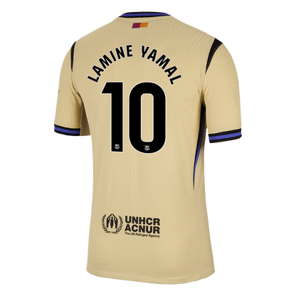 Jogador LAMINE YAMAL #10 Barcelona Fora UCL Futebol Camisas 2025/26 Amarelo - UCL